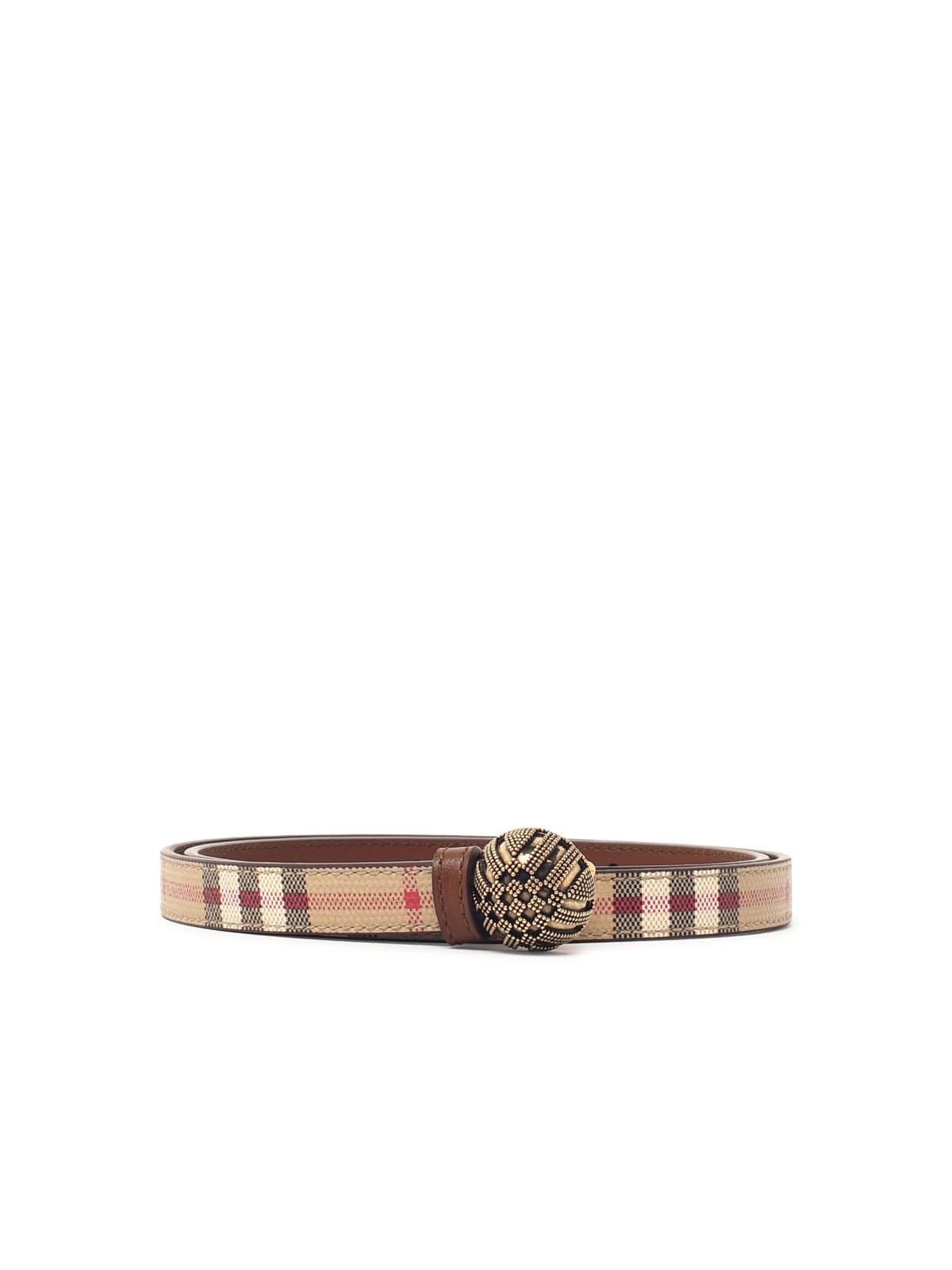 Burberry 'Granulation' Belt In Beige And Brown Leather Blend Women BURBERRY