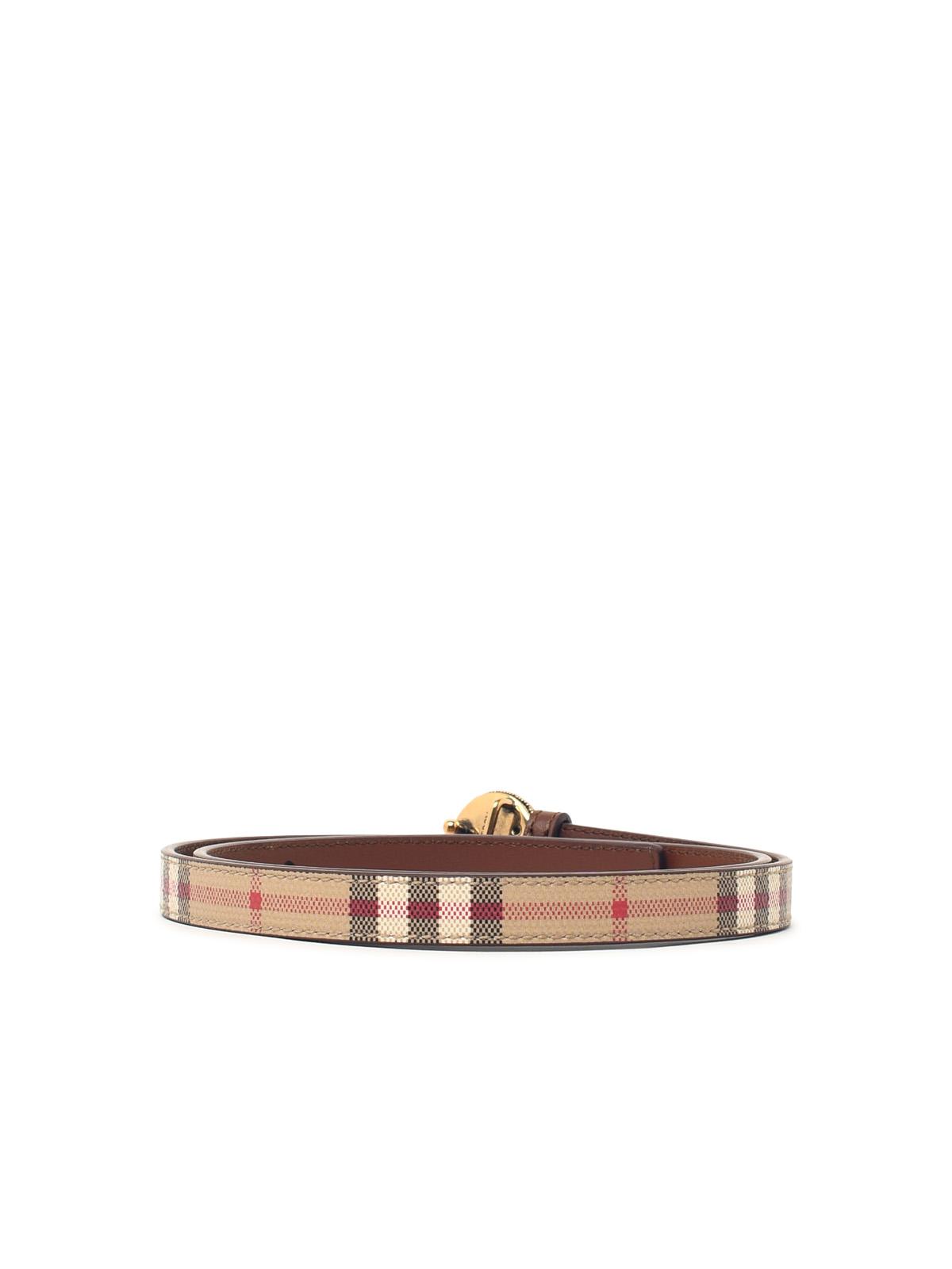 Burberry 'Granulation' Belt In Beige And Brown Leather Blend Women BURBERRY