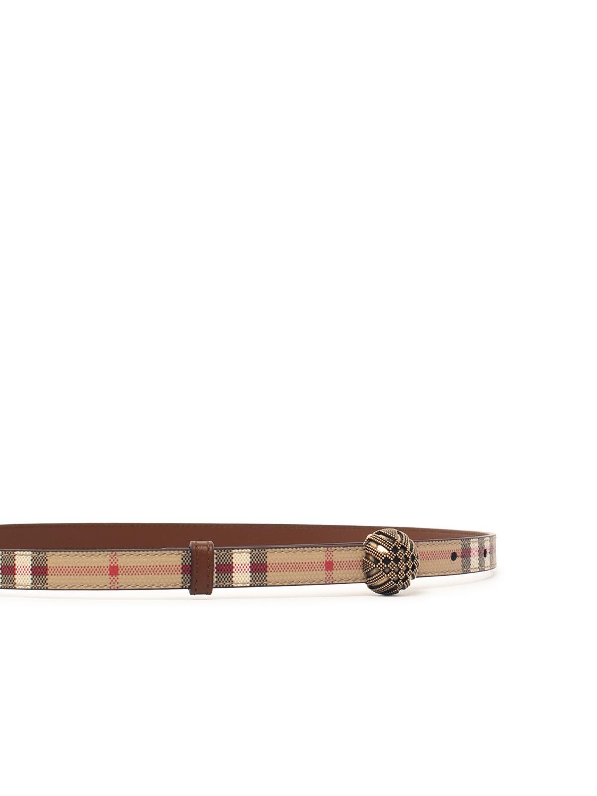 Burberry 'Granulation' Belt In Beige And Brown Leather Blend Women BURBERRY