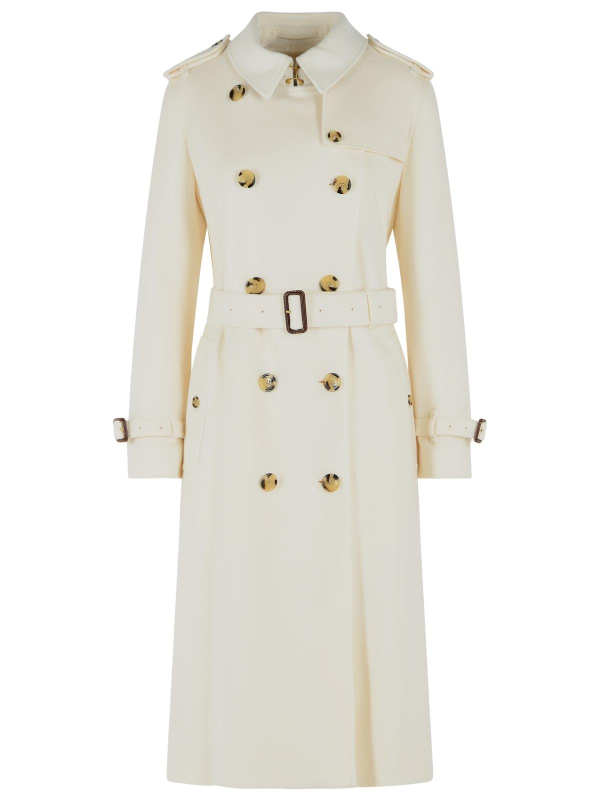 Burberry Kensington Ivory White Cashmere Long Trench Coat Women BURBERRY