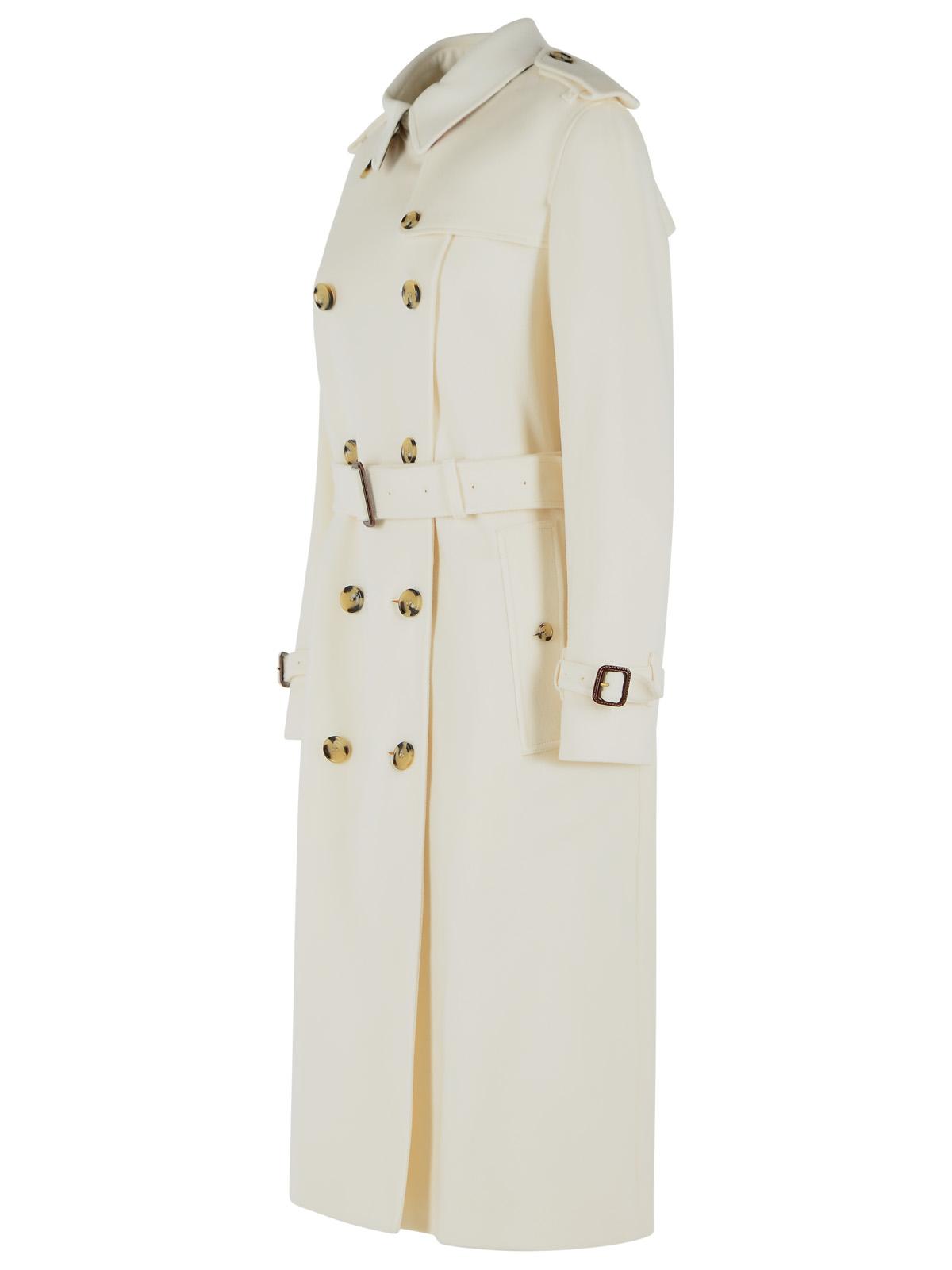 Burberry Kensington Ivory White Cashmere Long Trench Coat Women BURBERRY