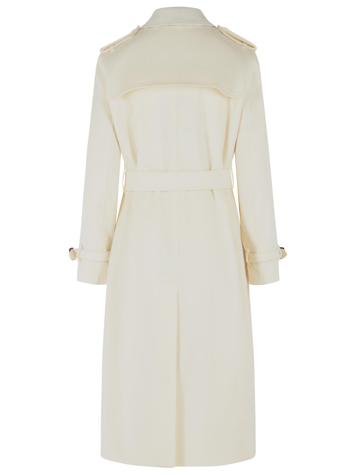 Burberry Kensington Ivory White Cashmere Long Trench Coat Women BURBERRY