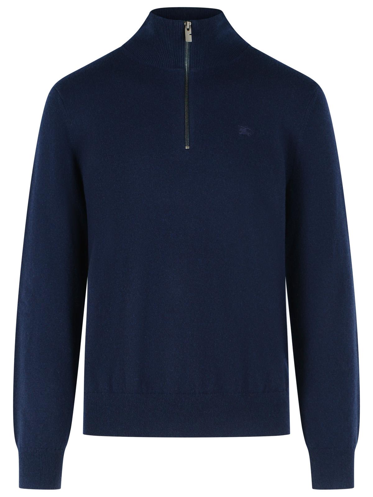 Burberry Sweater In Navy Cashmere Blend Men BURBERRY