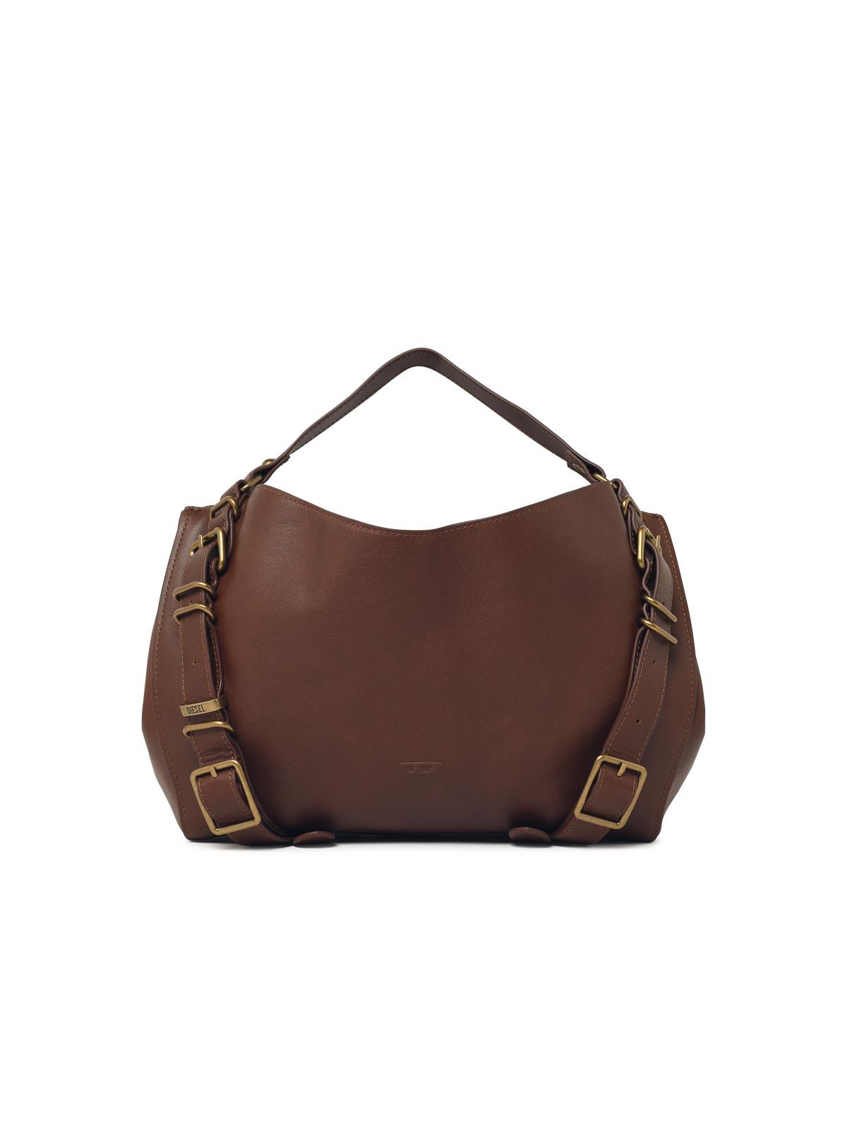 Diesel Large 'D-One' Bag In Brown Treated Leather Women DIESEL