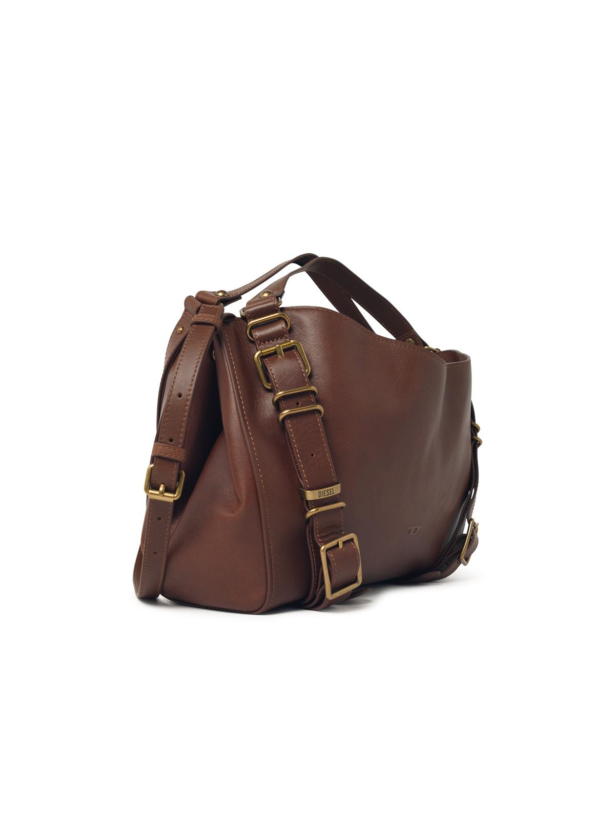Diesel Large 'D-One' Bag In Brown Treated Leather Women DIESEL