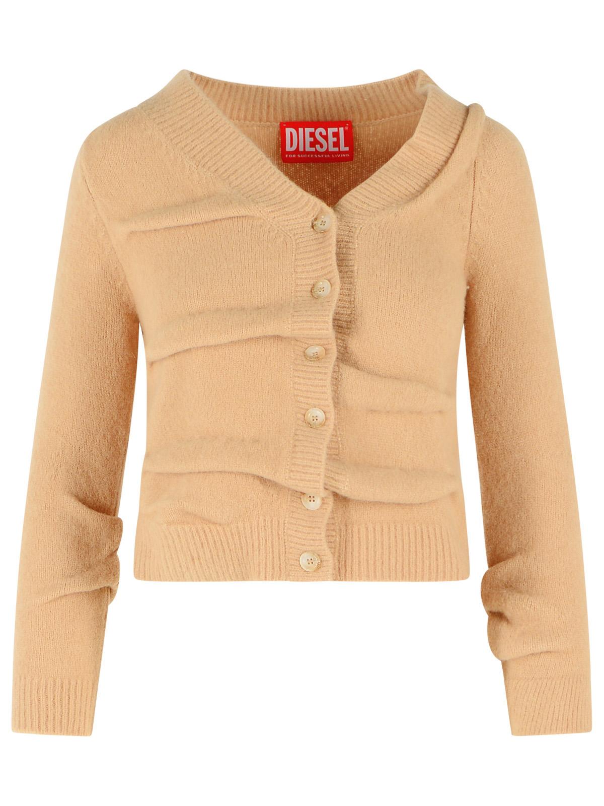 Diesel M-Ava Cardigan In Beige Wool Women DIESEL