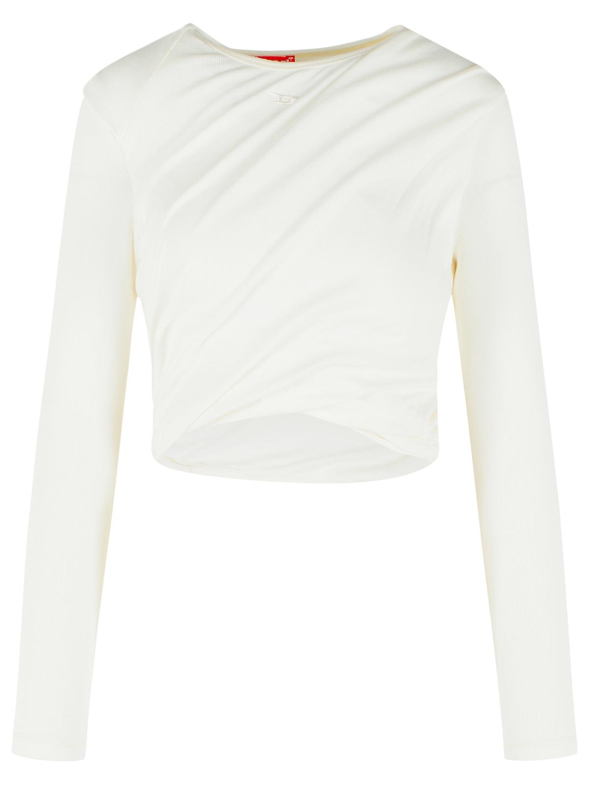 Diesel Long Sleeved White Cotton T-Shirt Women DIESEL
