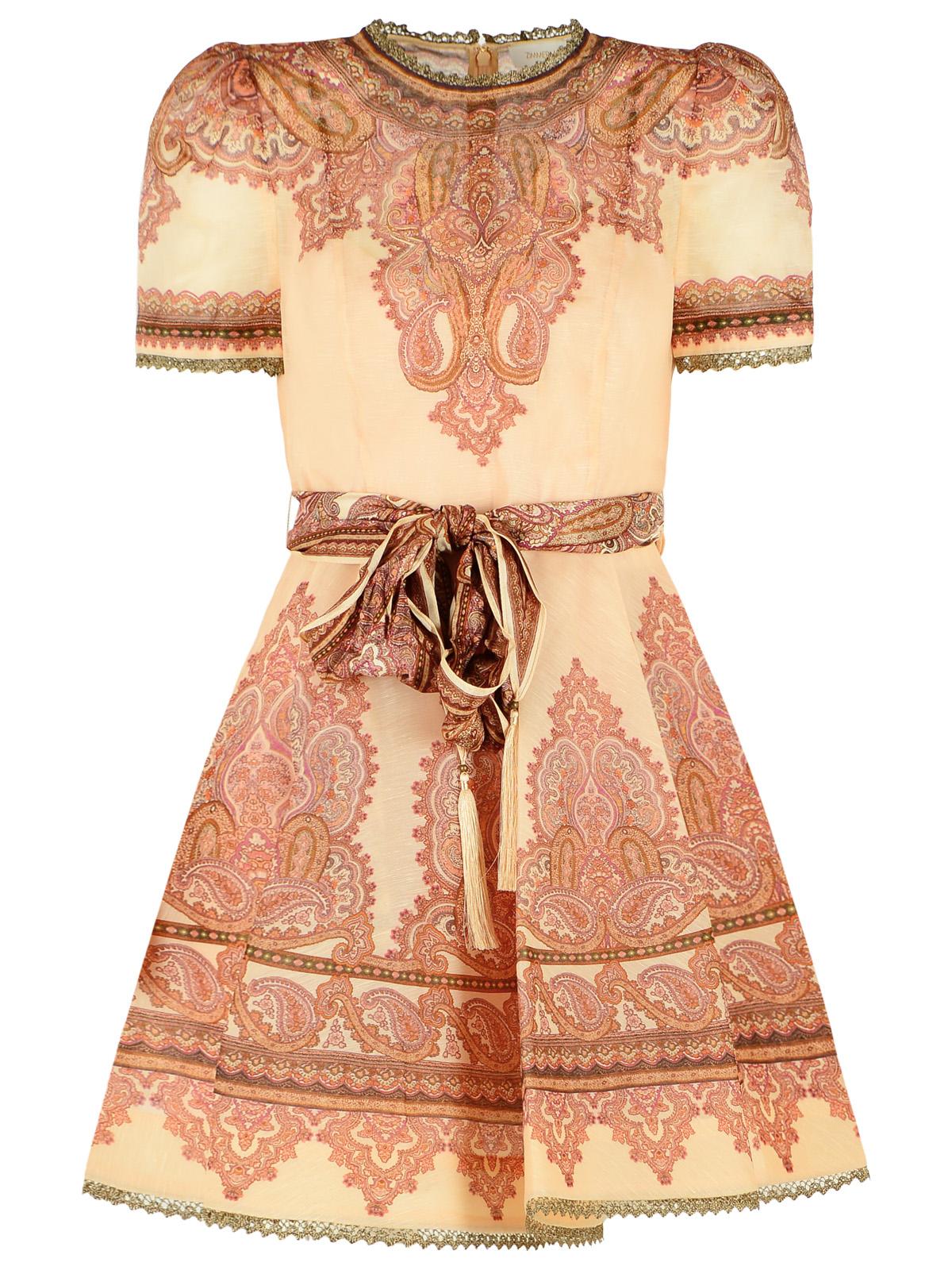 Zimmermann 'Ascent Picnic' Mini Dress In Beige Linen And Silk Women ZIMMERMANN