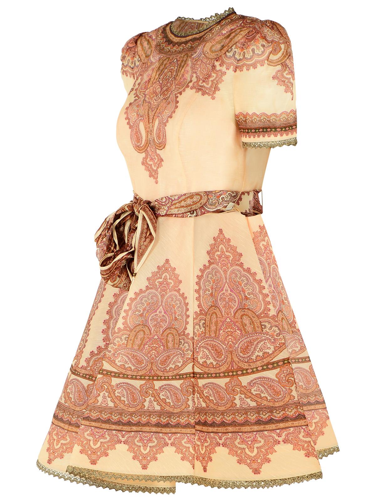 Zimmermann 'Ascent Picnic' Mini Dress In Beige Linen And Silk Women ZIMMERMANN