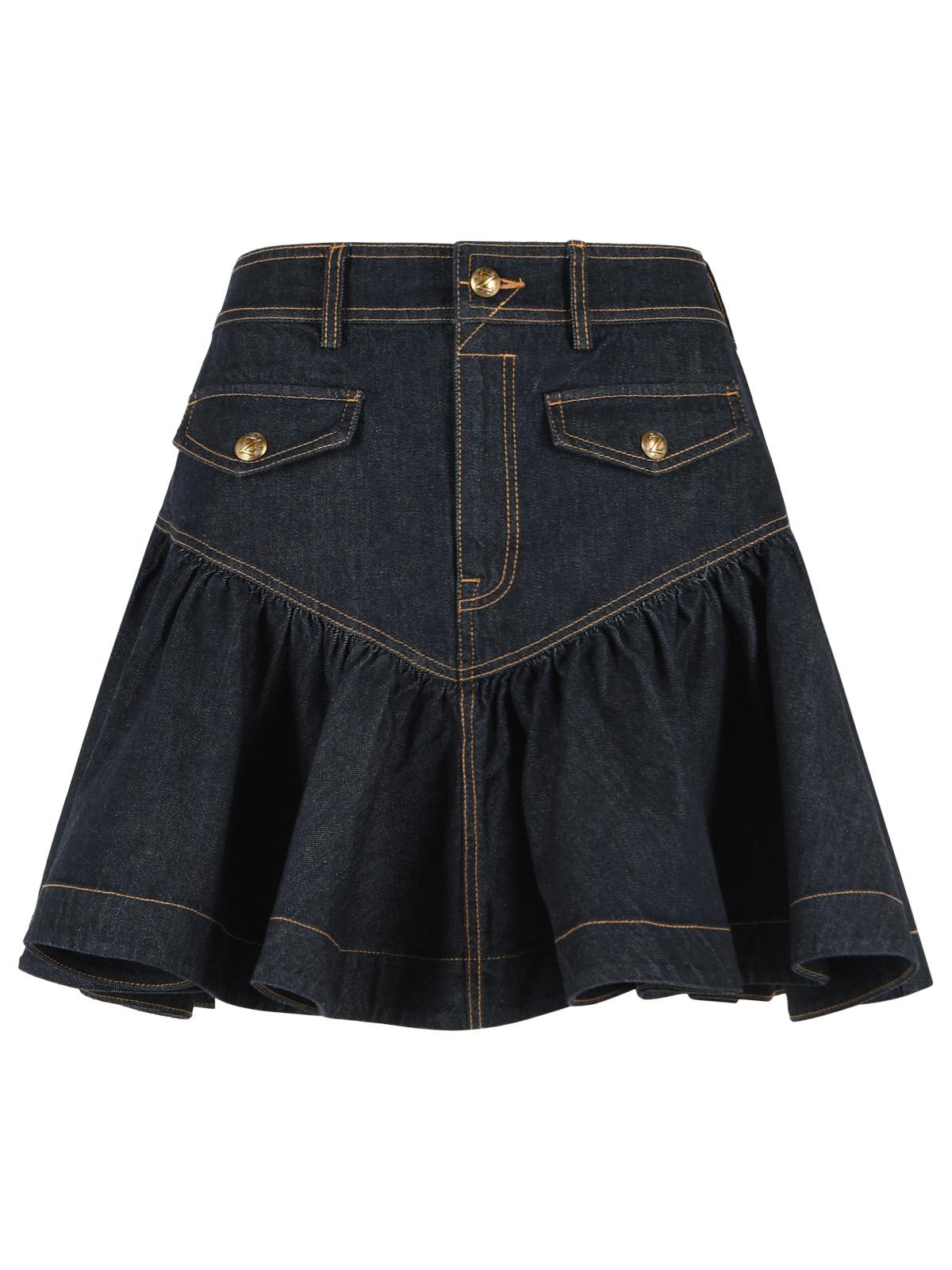 Zimmermann 'Frill' 'Onyx' Blue Denim Miniskirt Women