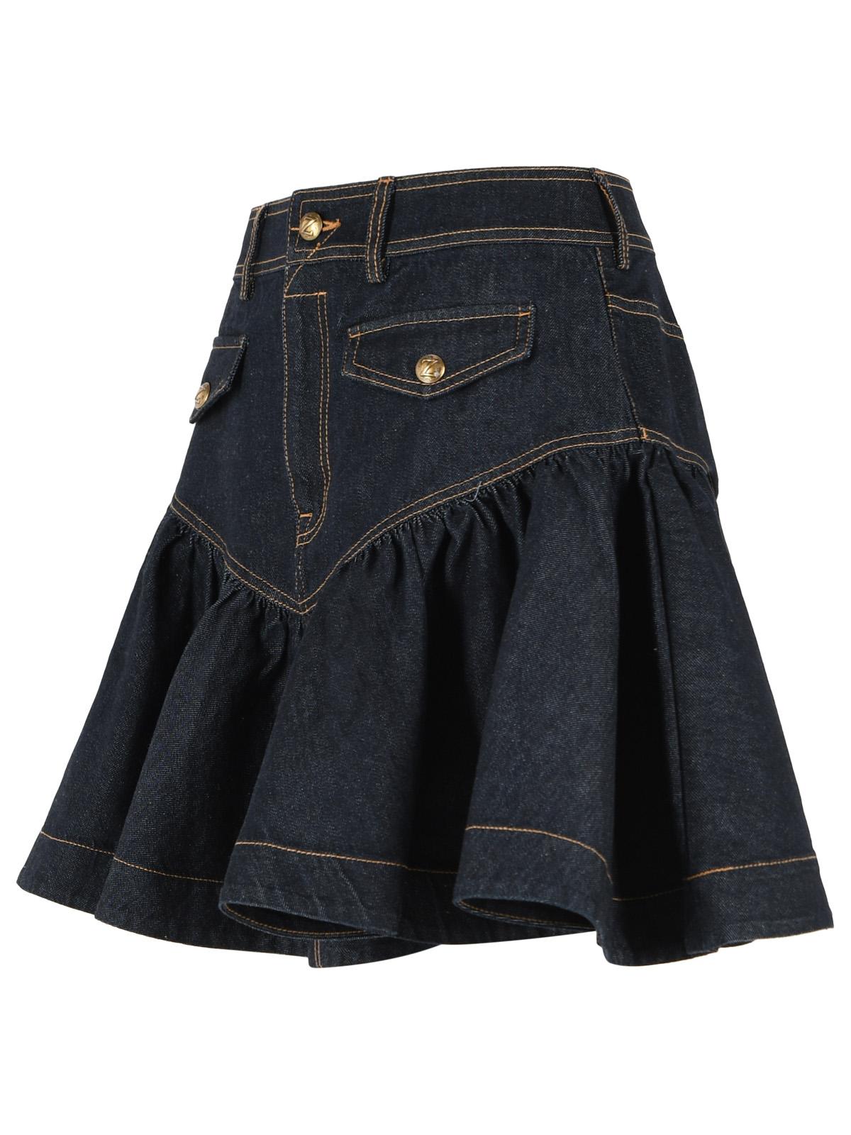 Zimmermann 'Frill' 'Onyx' Blue Denim Miniskirt Women