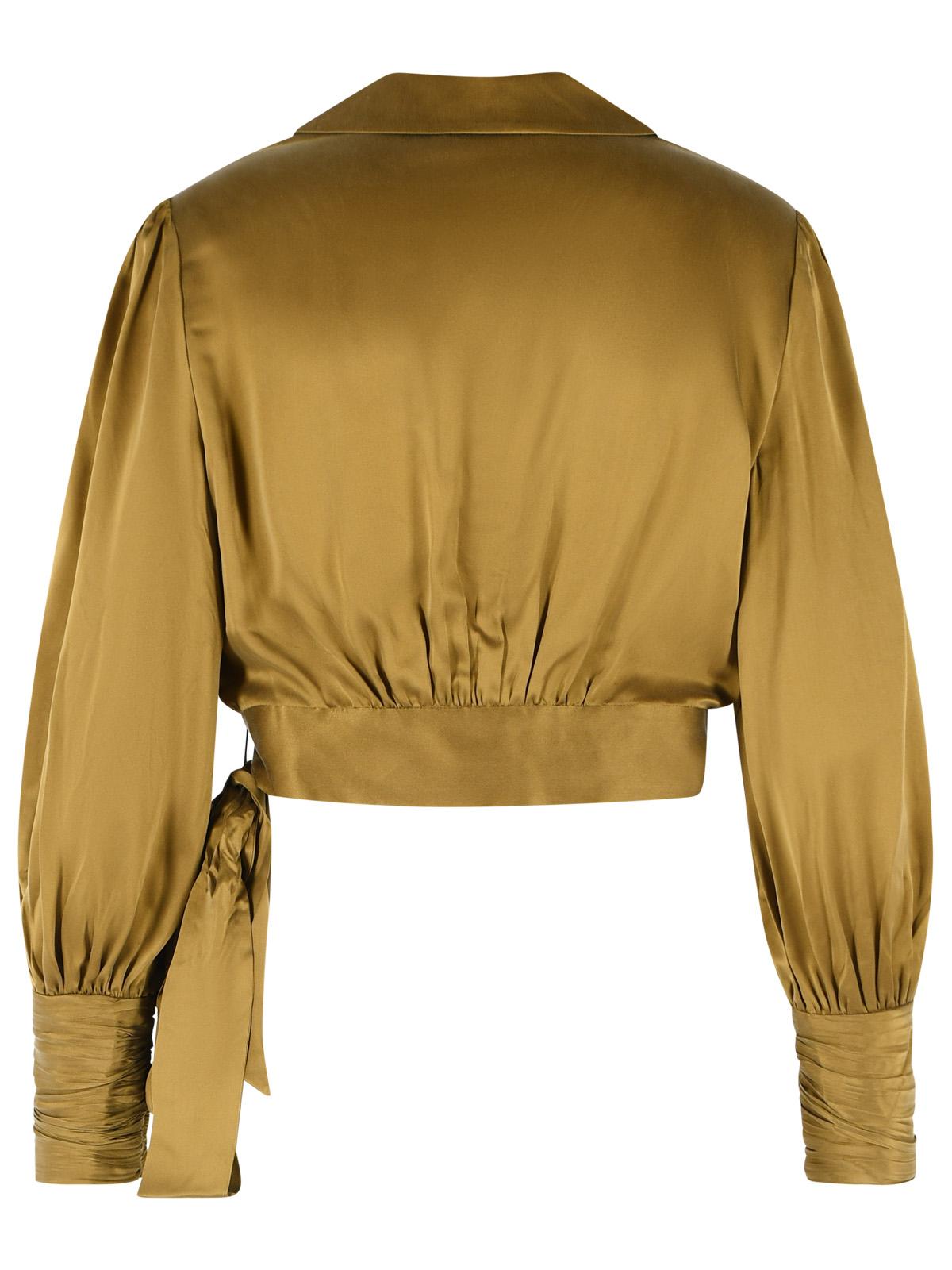 Zimmermann 'Crop Wrap' Olive Silk Blouse Women ZIMMERMANN