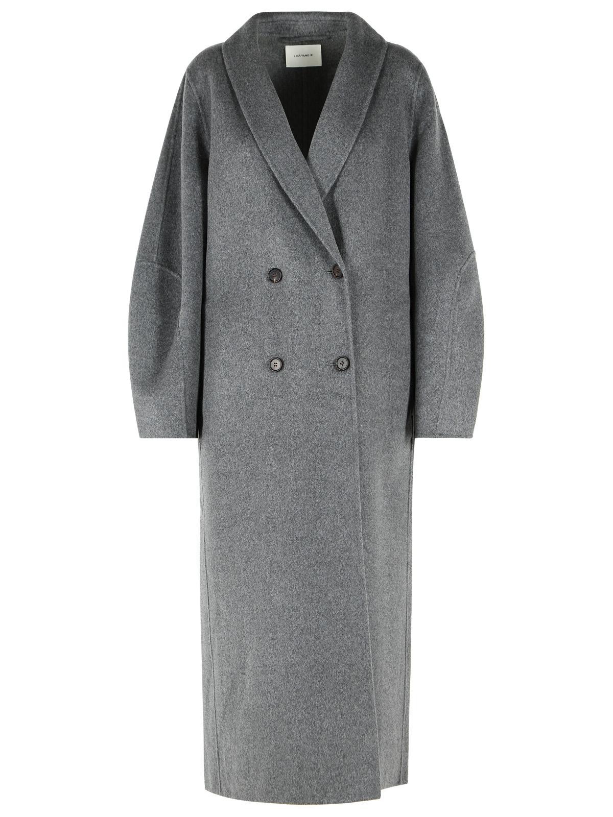 Lisa Yang 'Shawl' Grey Wool And Cashmere Coat Women LISA YANG