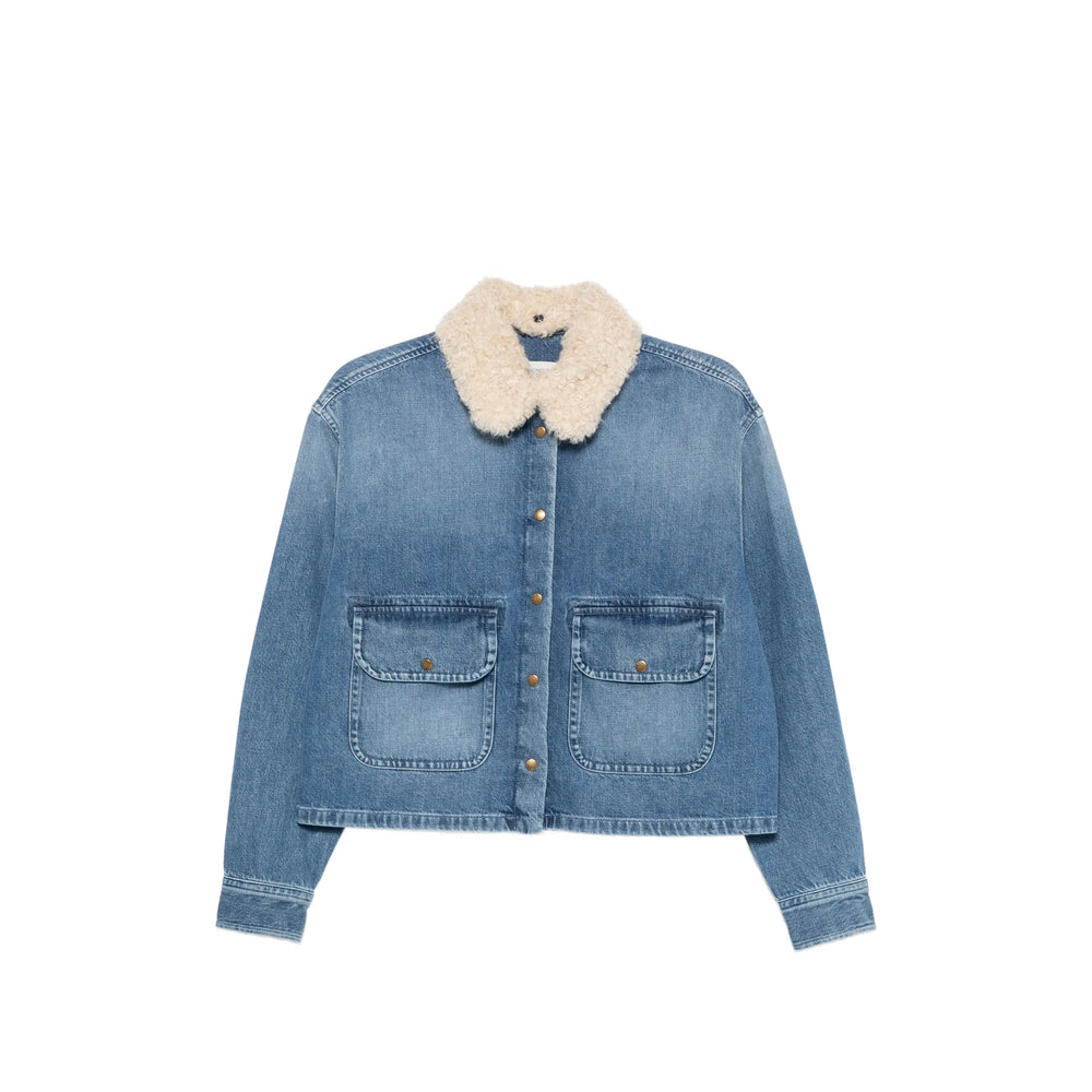 Moncler Blue Jackets - Denim Jackets Women MONCLER