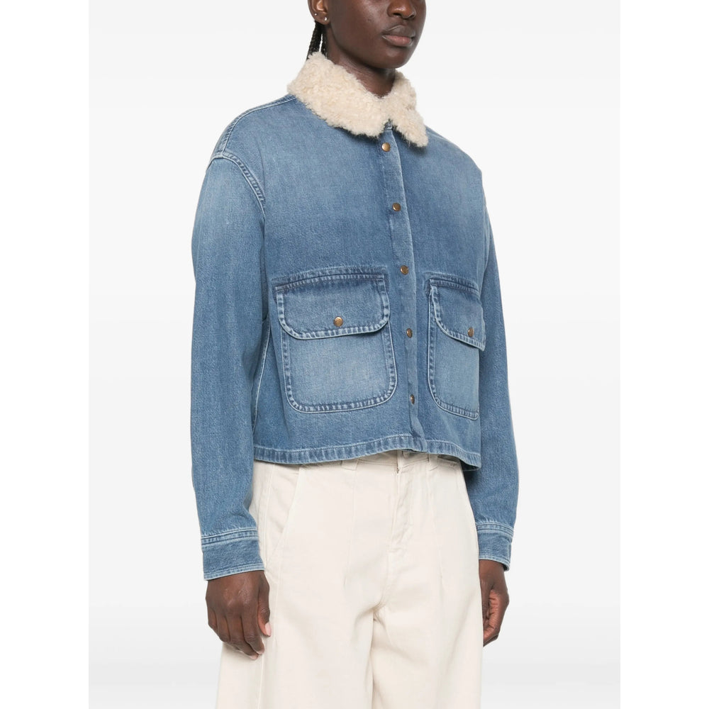 Moncler Blue Jackets - Denim Jackets Women MONCLER