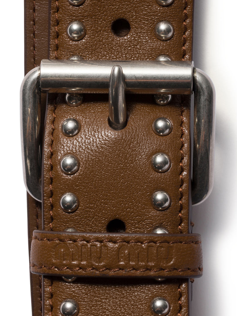 Miu Miu Women Leather Belt With Studs MIU MIU