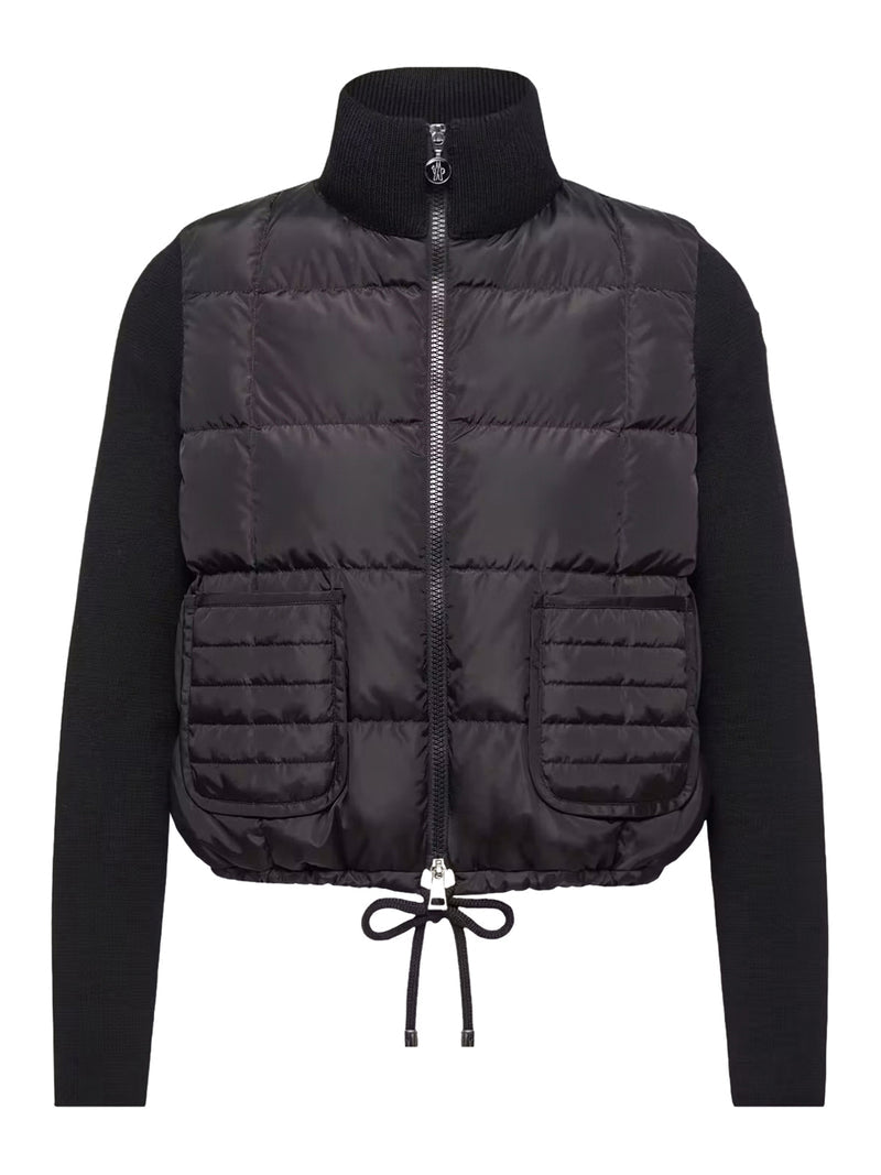 Moncler Women Padded Wool Zip-Up Cardigan With Check Quilting MONCLER