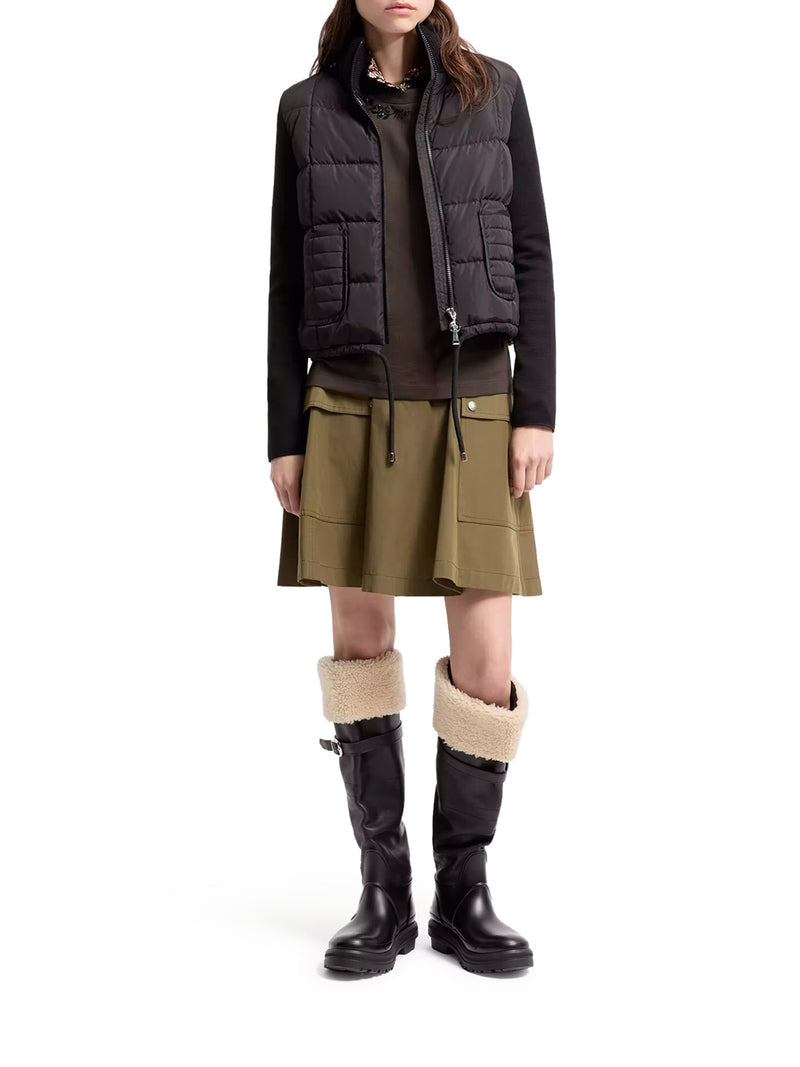 Moncler Women Padded Wool Zip-Up Cardigan With Check Quilting MONCLER