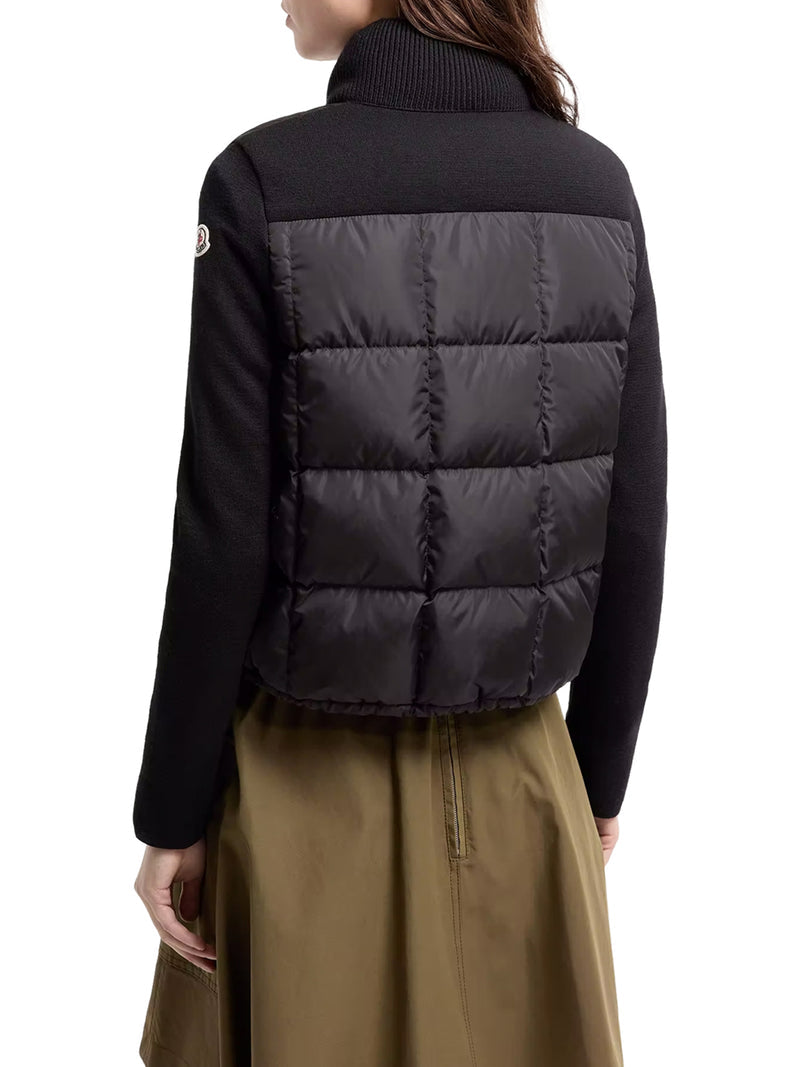 Moncler Women Padded Wool Zip-Up Cardigan With Check Quilting MONCLER