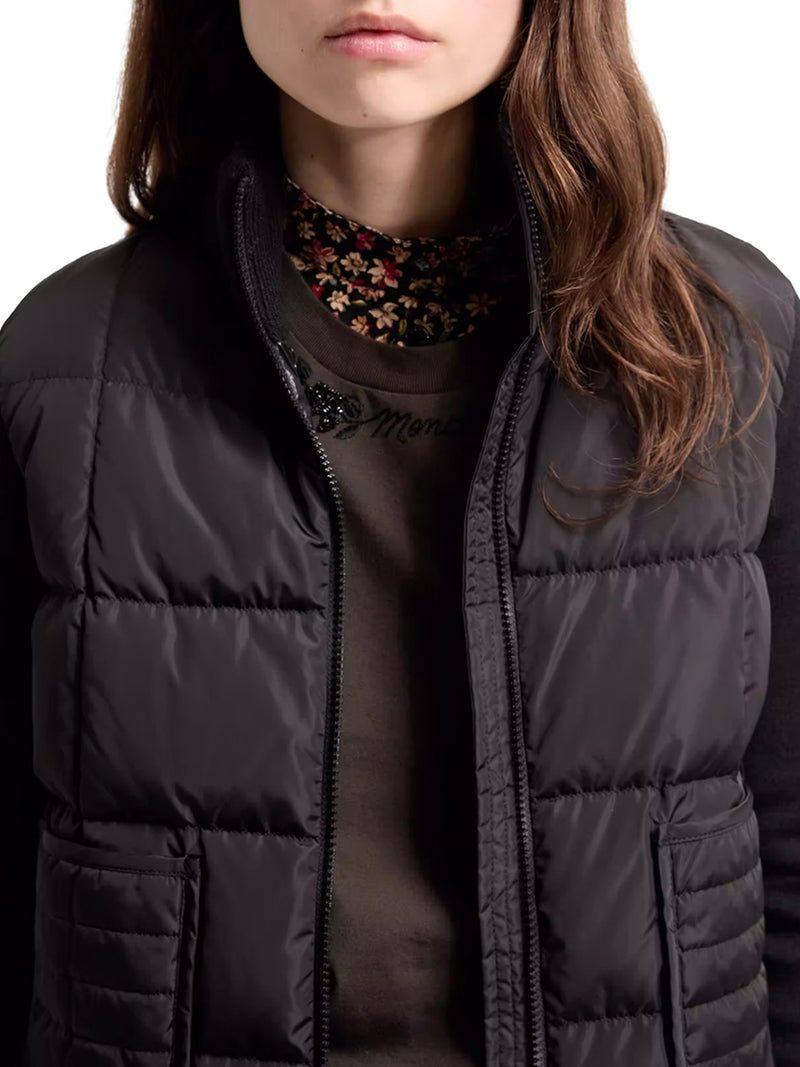 Moncler Women Padded Wool Zip-Up Cardigan With Check Quilting MONCLER