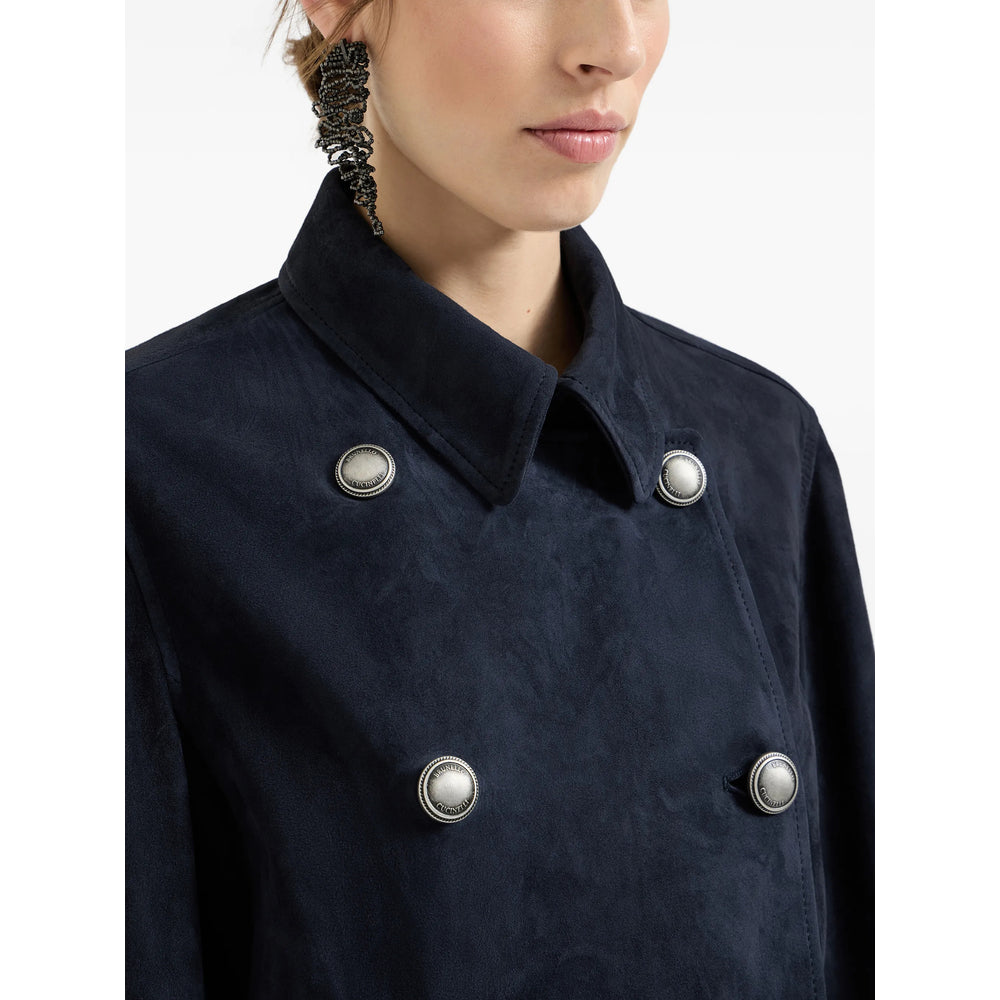 Brunello Cucinelli Blue Jackets - Leather Jackets Women BRUNELLO CUCINELLI