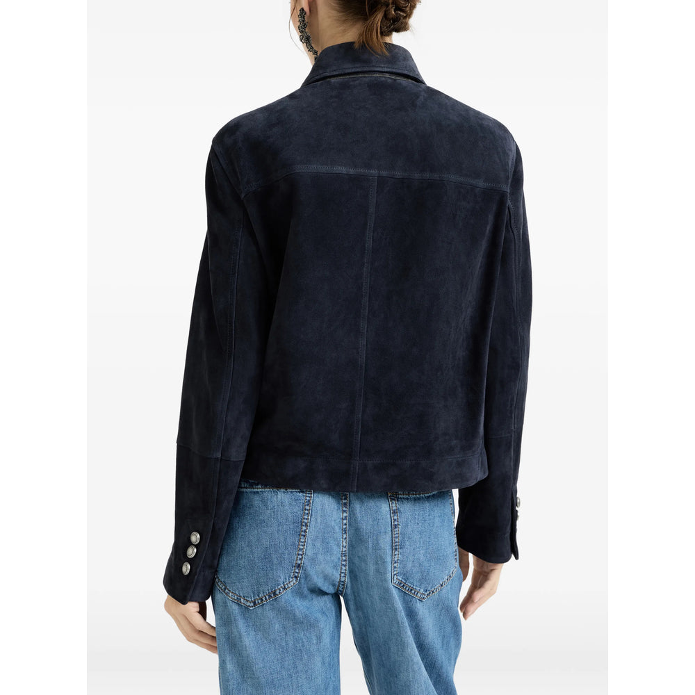 Brunello Cucinelli Blue Jackets - Leather Jackets Women BRUNELLO CUCINELLI
