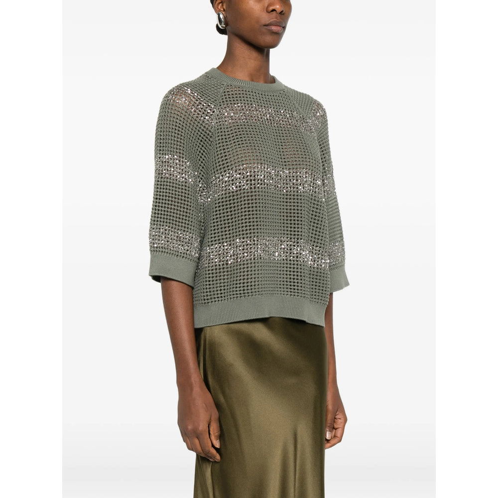 Brunello Cucinelli Green Knitwear - Jumpers Women BRUNELLO CUCINELLI