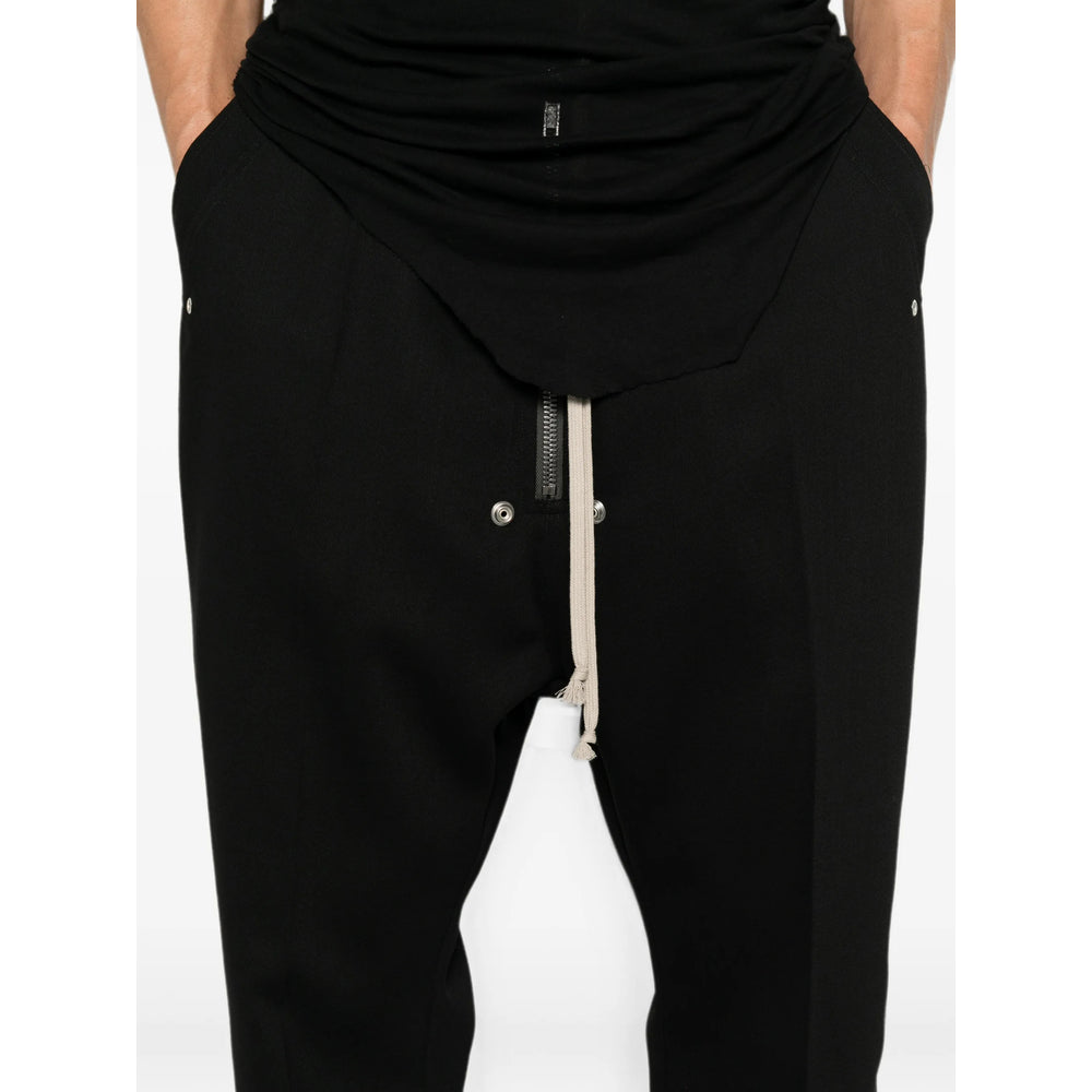 Rick Owens Black Trousers - Drop-Crotch Trousers Men RICK OWENS