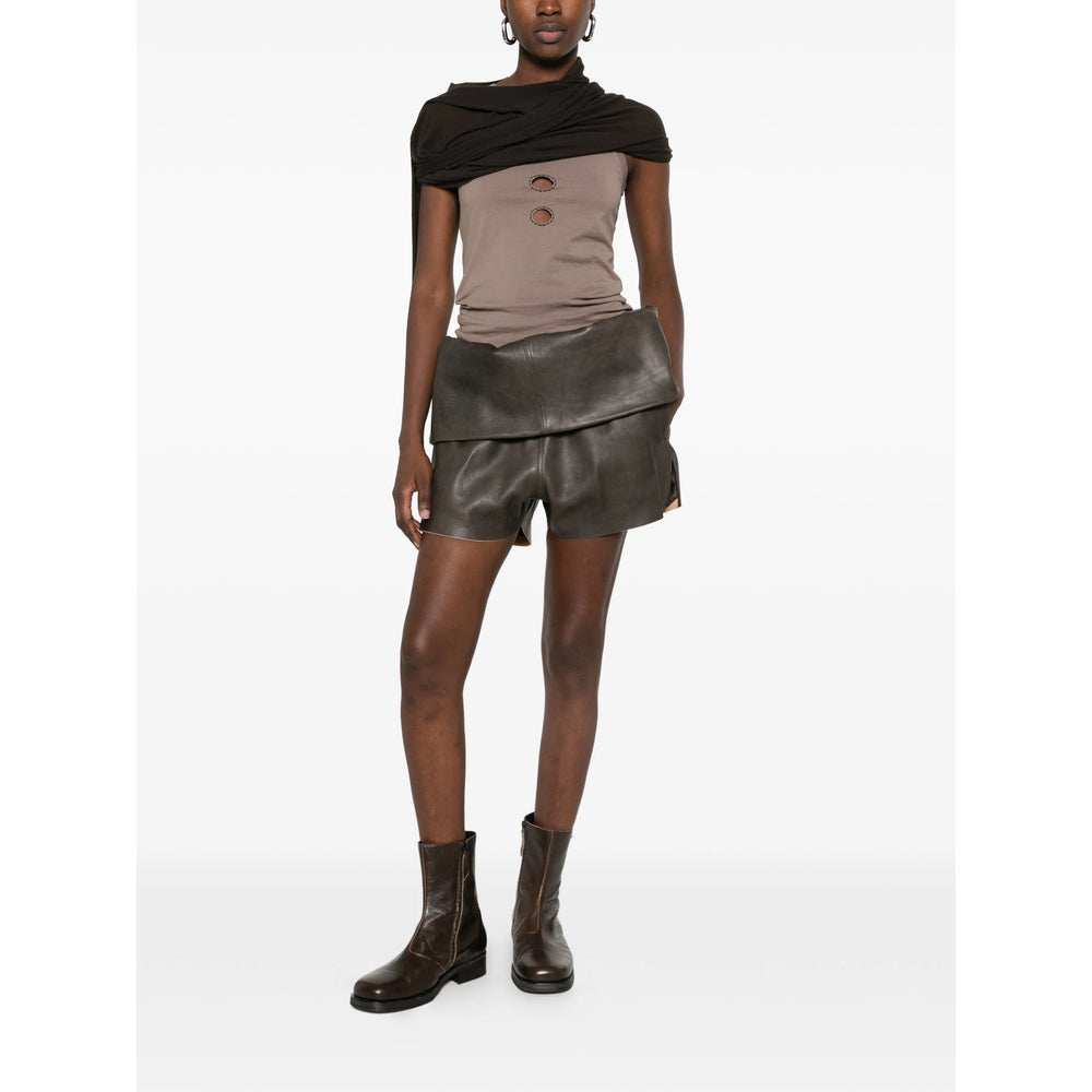 Rick Owens Grey Shorts - Leather & Faux Leather Shorts Women RICK OWENS