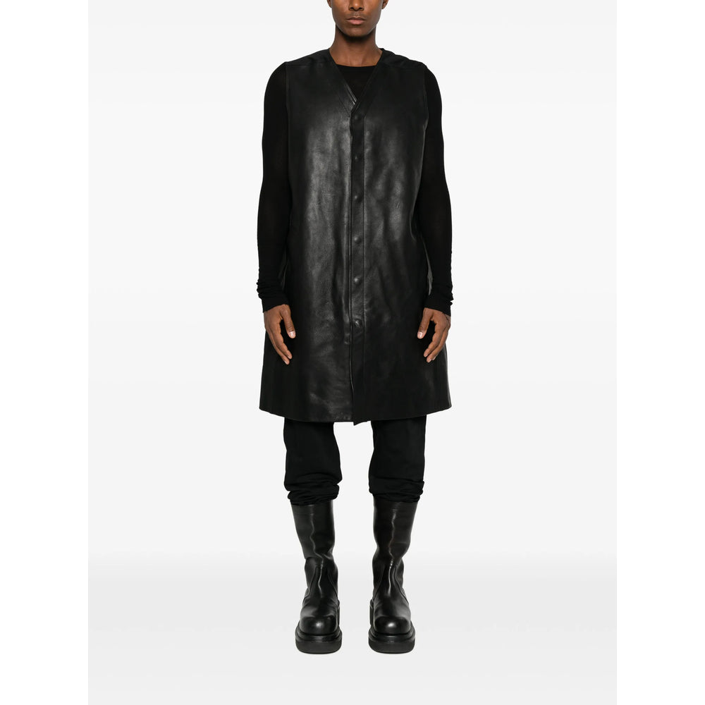 Rick Owens Black Coats - Leather Coats Men RICK OWENS