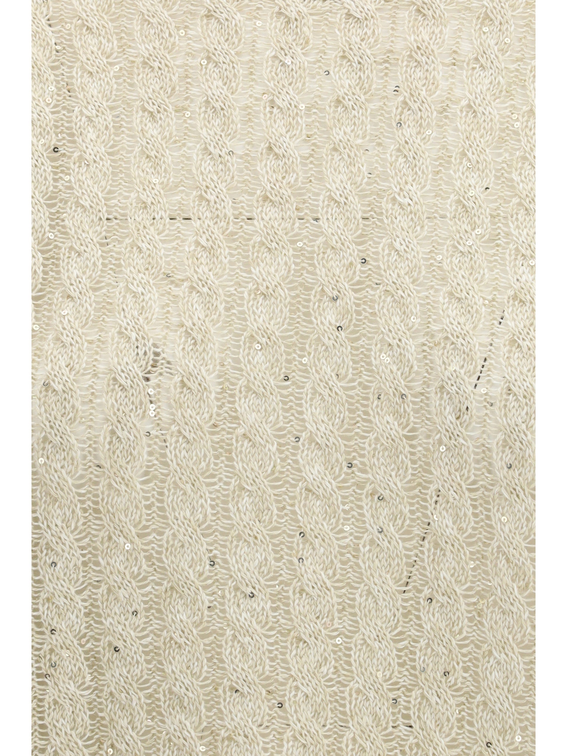 Brunello Cucinelli Women Dazzling Cable Linen Sweater With Openwork Ribbing BRUNELLO CUCINELLI