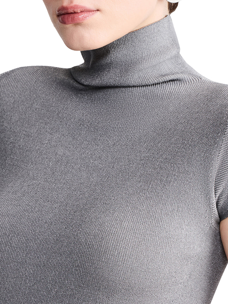 Giorgio Armani Women English Ribbed Viscose Turtleneck Top With Short Sleeves GIORGIO ARMANI