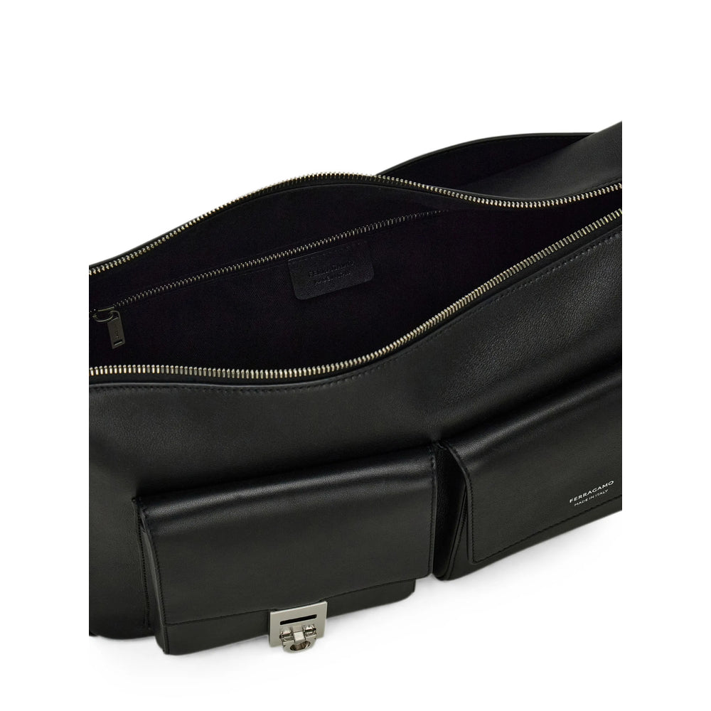 Ferragamo Black Messenger Bags Men FERRAGAMO