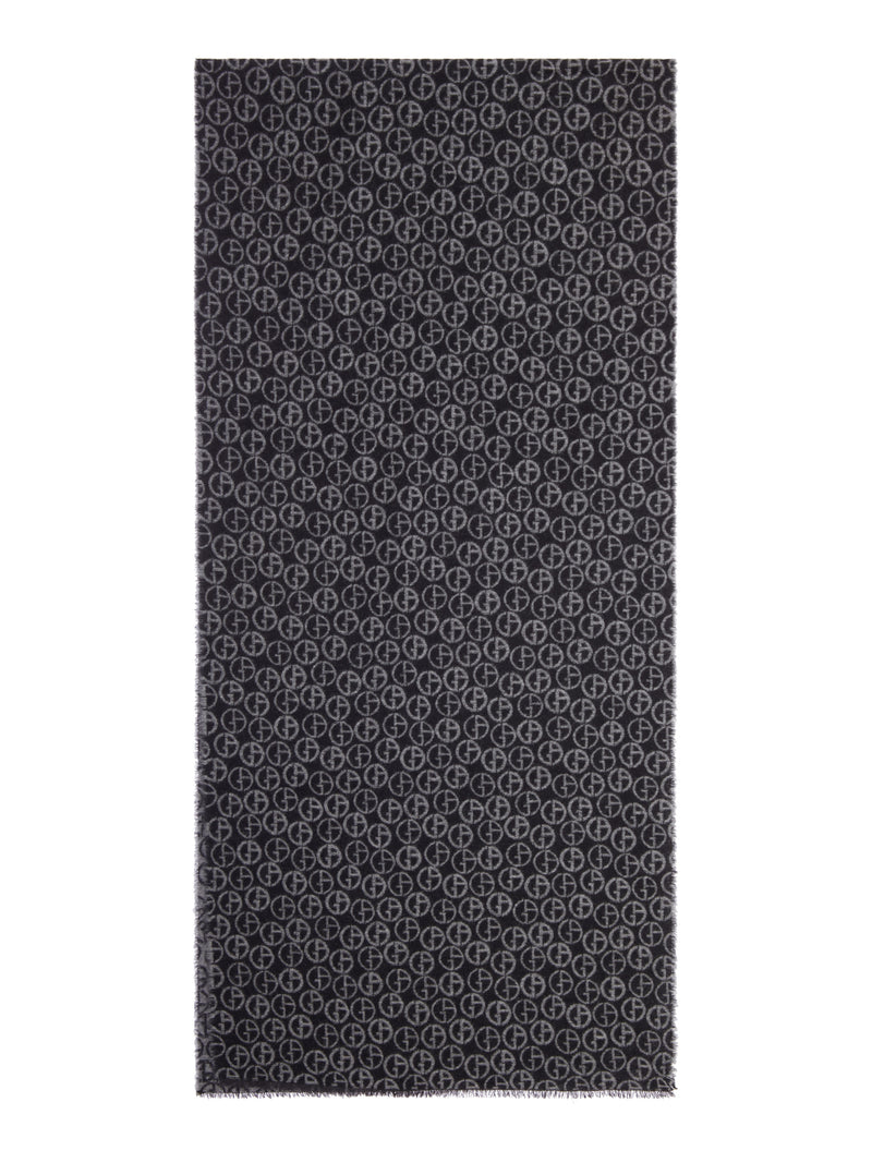 Giorgio Armani Men Scarf With All-Over Monogram Pattern And Fringed Edges GIORGIO ARMANI