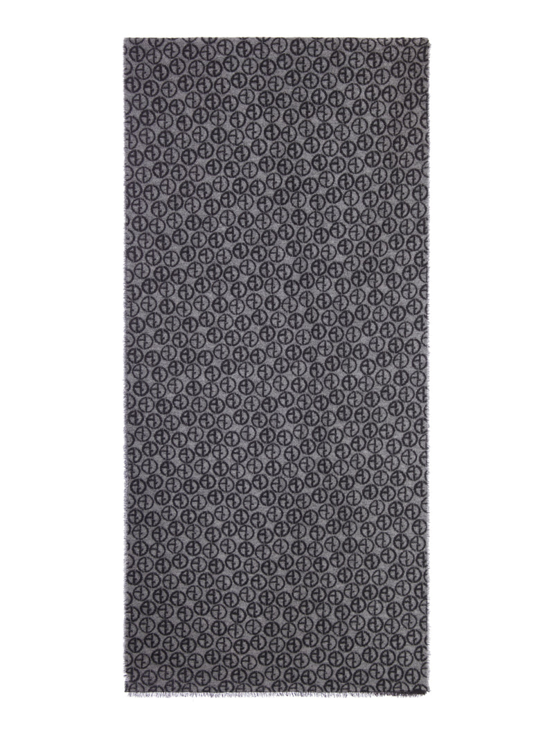 Giorgio Armani Men Scarf With All-Over Monogram Pattern And Fringed Edges GIORGIO ARMANI