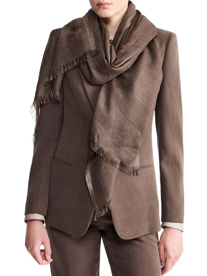 Giorgio Armani Women Cashmere And Silk Stole With Shiny Viscose Edge GIORGIO ARMANI
