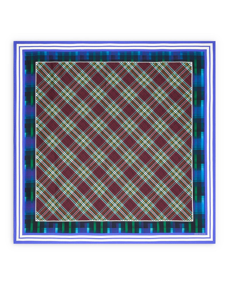 Dries Van Noten Women Square Silk Scarf With A Contrasting Check Pattern DRIES VAN NOTEN