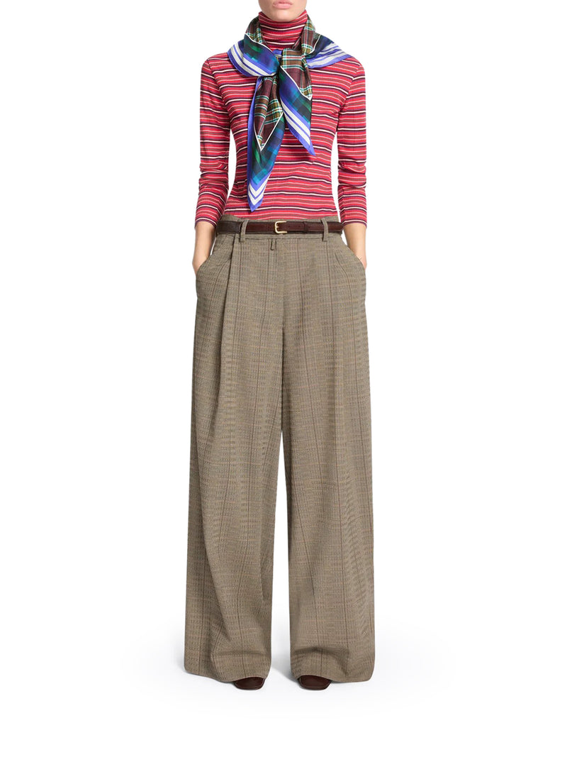 Dries Van Noten Women Square Silk Scarf With A Contrasting Check Pattern DRIES VAN NOTEN