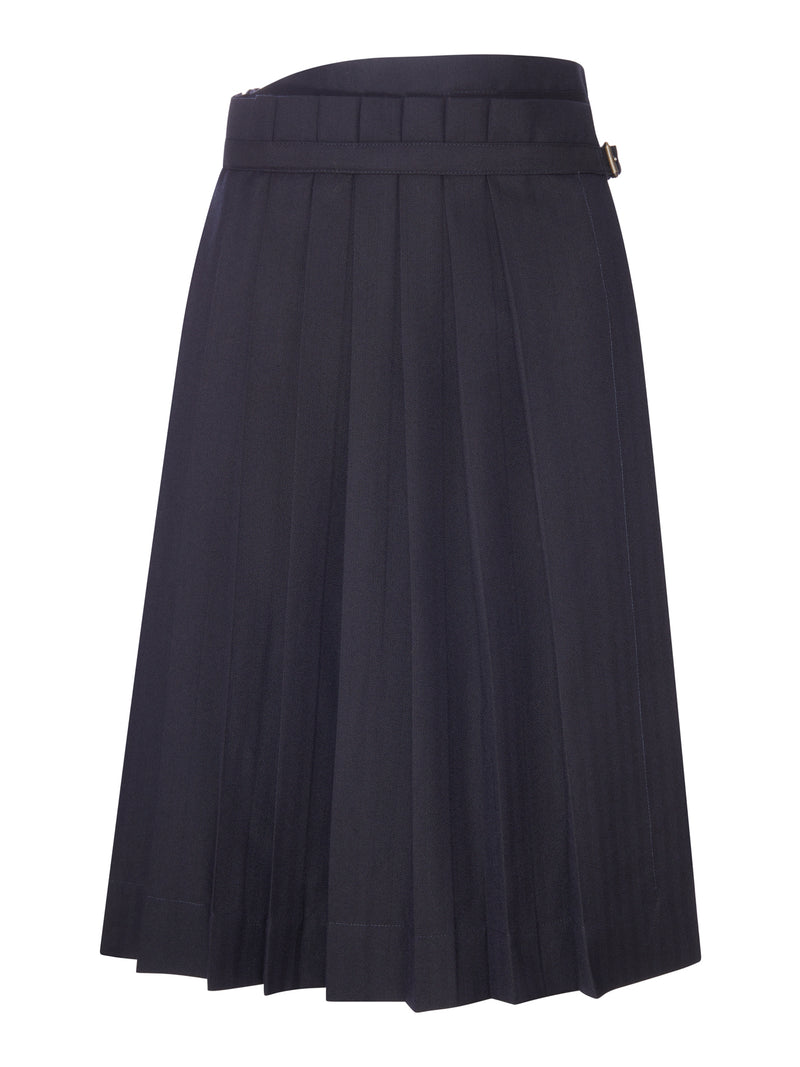 Dries Van Noten Women Navy Blue Pleated Midi Skirt DRIES VAN NOTEN