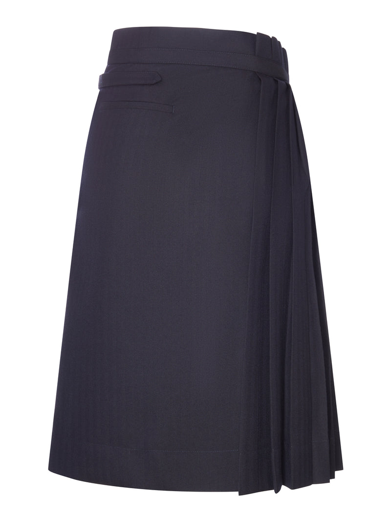 Dries Van Noten Women Navy Blue Pleated Midi Skirt DRIES VAN NOTEN