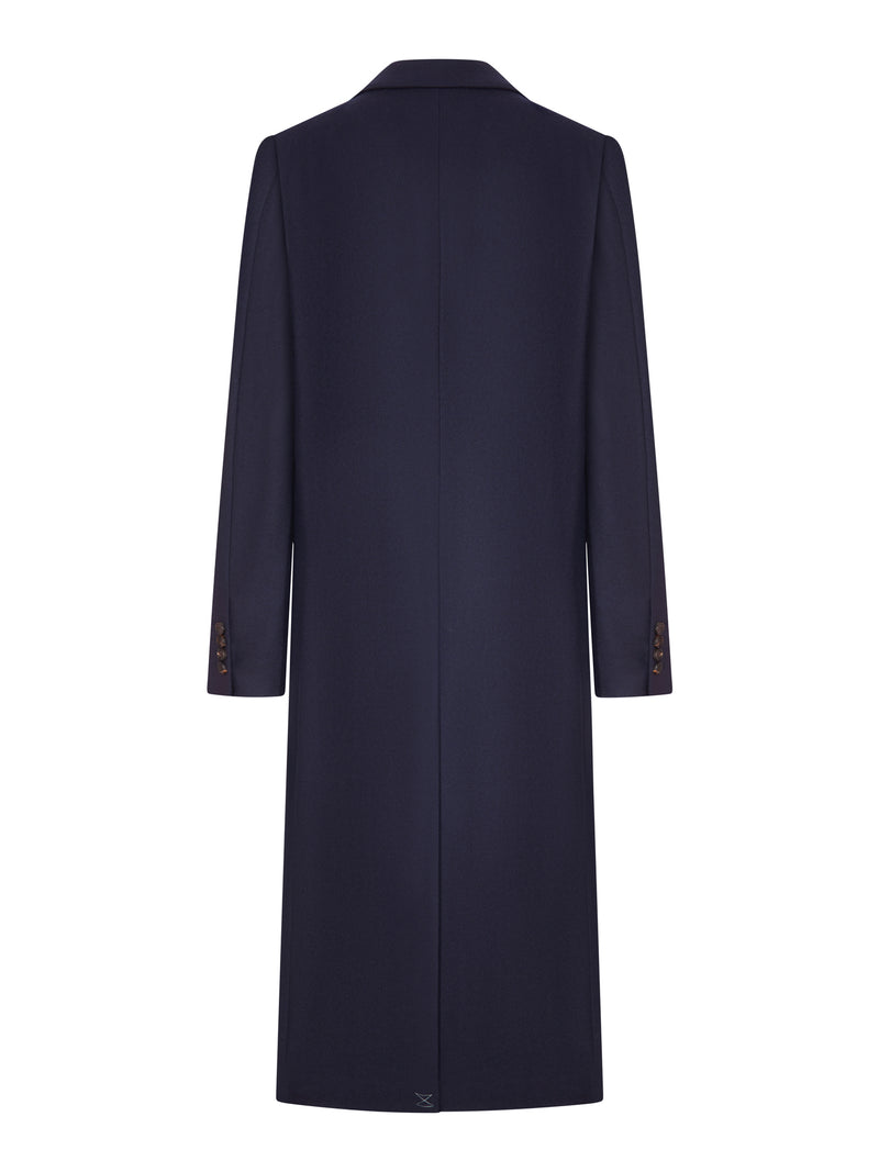 Dries Van Noten Women Navy Blue Double-Breasted Long Coat DRIES VAN NOTEN