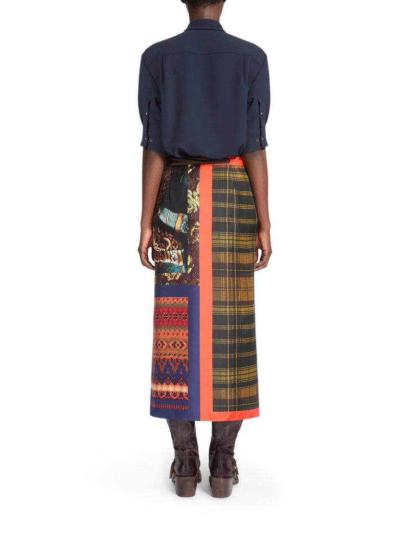 Dries Van Noten Women Long Silk Pareo Skirt With Contrasting Archive Prints DRIES VAN NOTEN