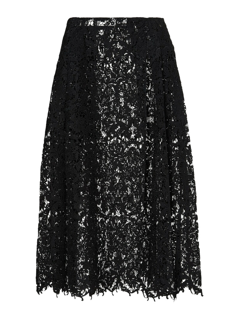 Fendi Women Black Macrame Lace Skirt FENDI
