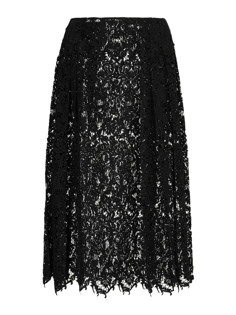 Fendi Women Black Macrame Lace Skirt FENDI