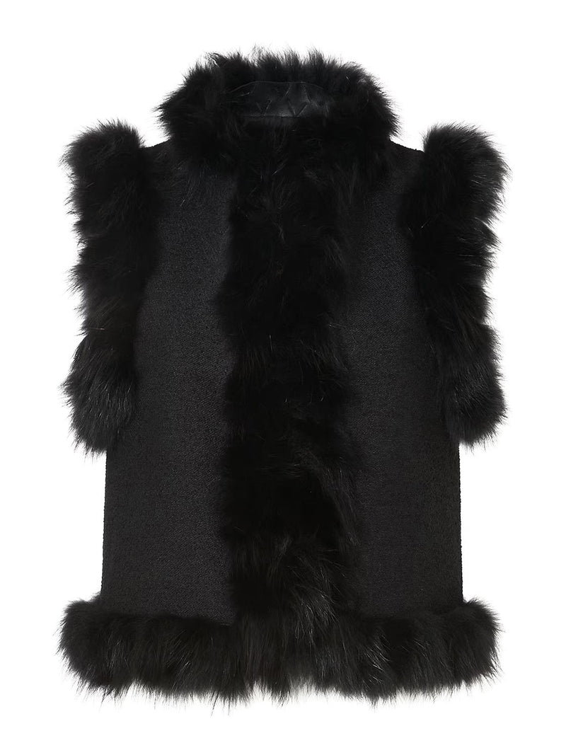Fendi Women Wool Vest With Fox Fur Inserts FENDI