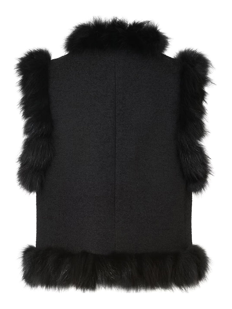 Fendi Women Wool Vest With Fox Fur Inserts FENDI