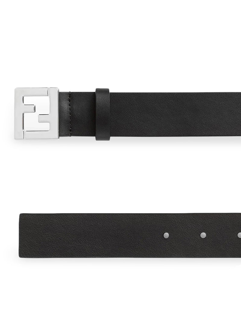 Fendi Men Black Leather Ff Belt FENDI