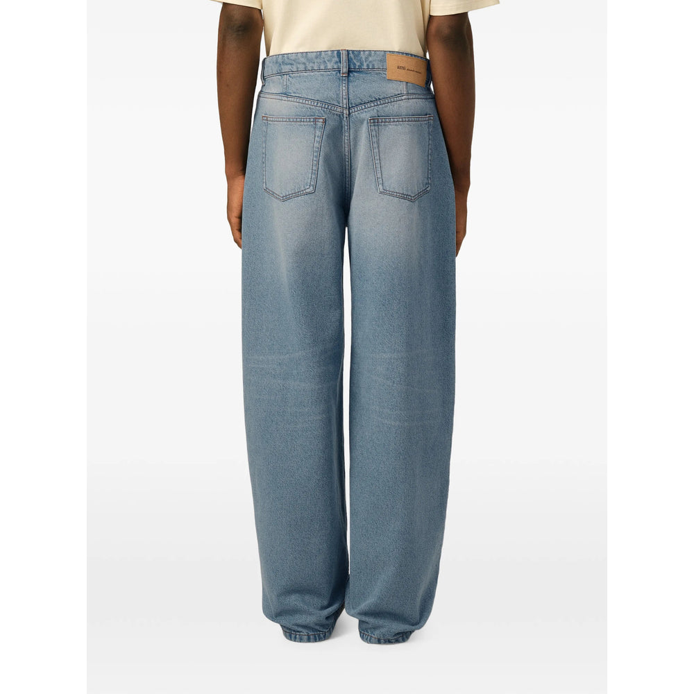 Ami Paris Blue Denim - Wide-Leg Jeans Men AMI PARIS