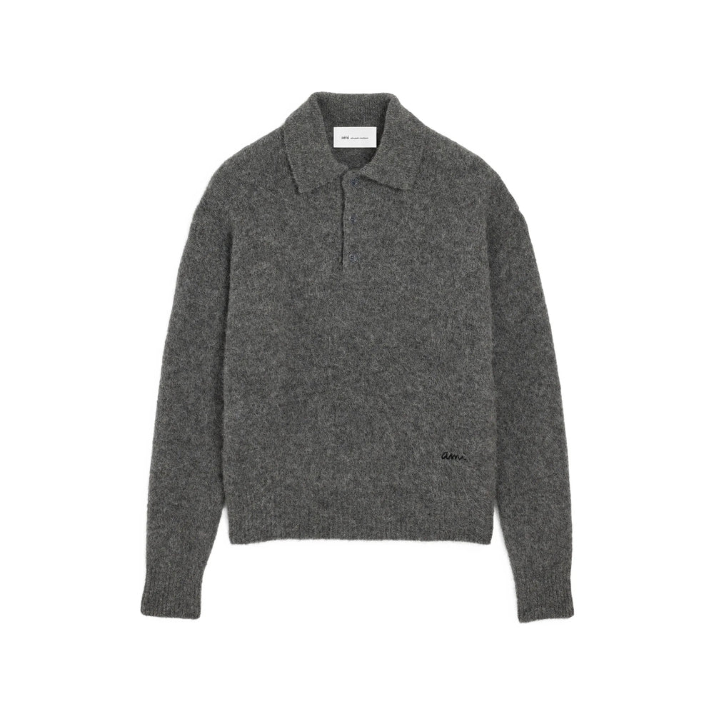 Ami Paris Grey Polo Shirts Men AMI PARIS