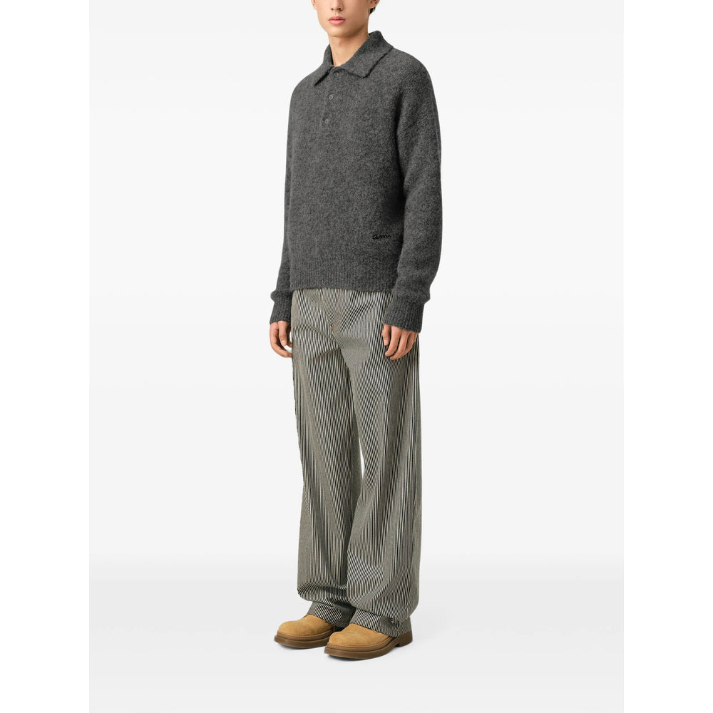Ami Paris Grey Polo Shirts Men AMI PARIS